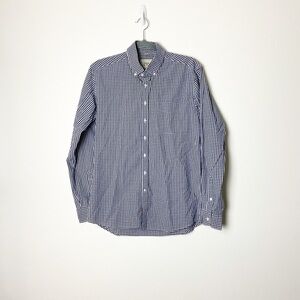 FRANK & OAK • Men’s Navy/White Cotton Check Button Down Shirt Size Medium